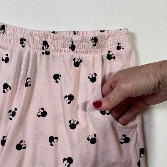Disney Minnie Mouse Pink Pajama Set Short Sleeve Top Shorts Pockets Size M - Picture 5 of 16